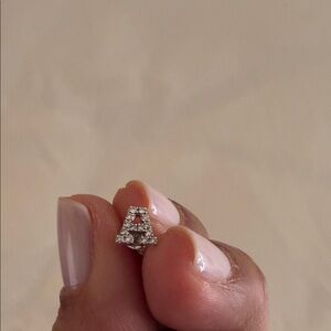 RCJ Jewels “A” Initial Diamond Earring 14K White Gold